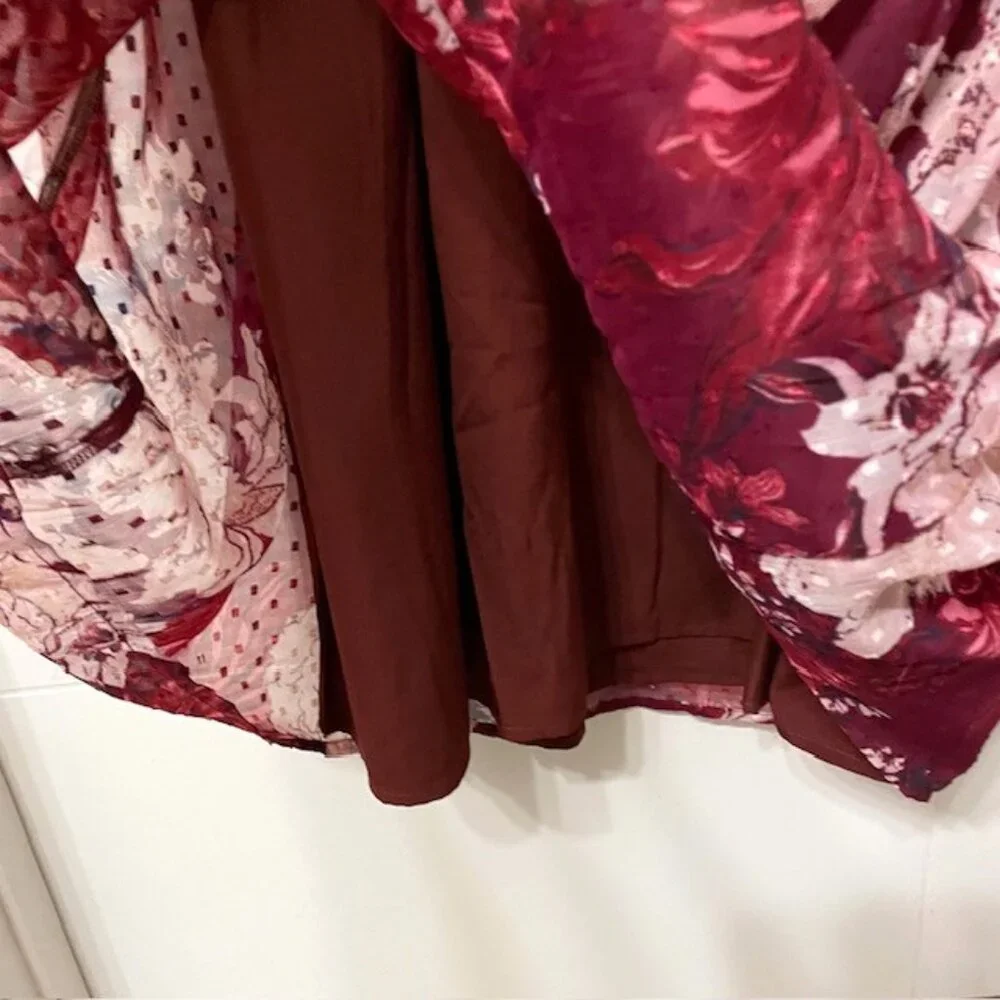 NWT Bishop + Young Cameo Midi Floral Long Sleeve Dress Dahlia Size Large